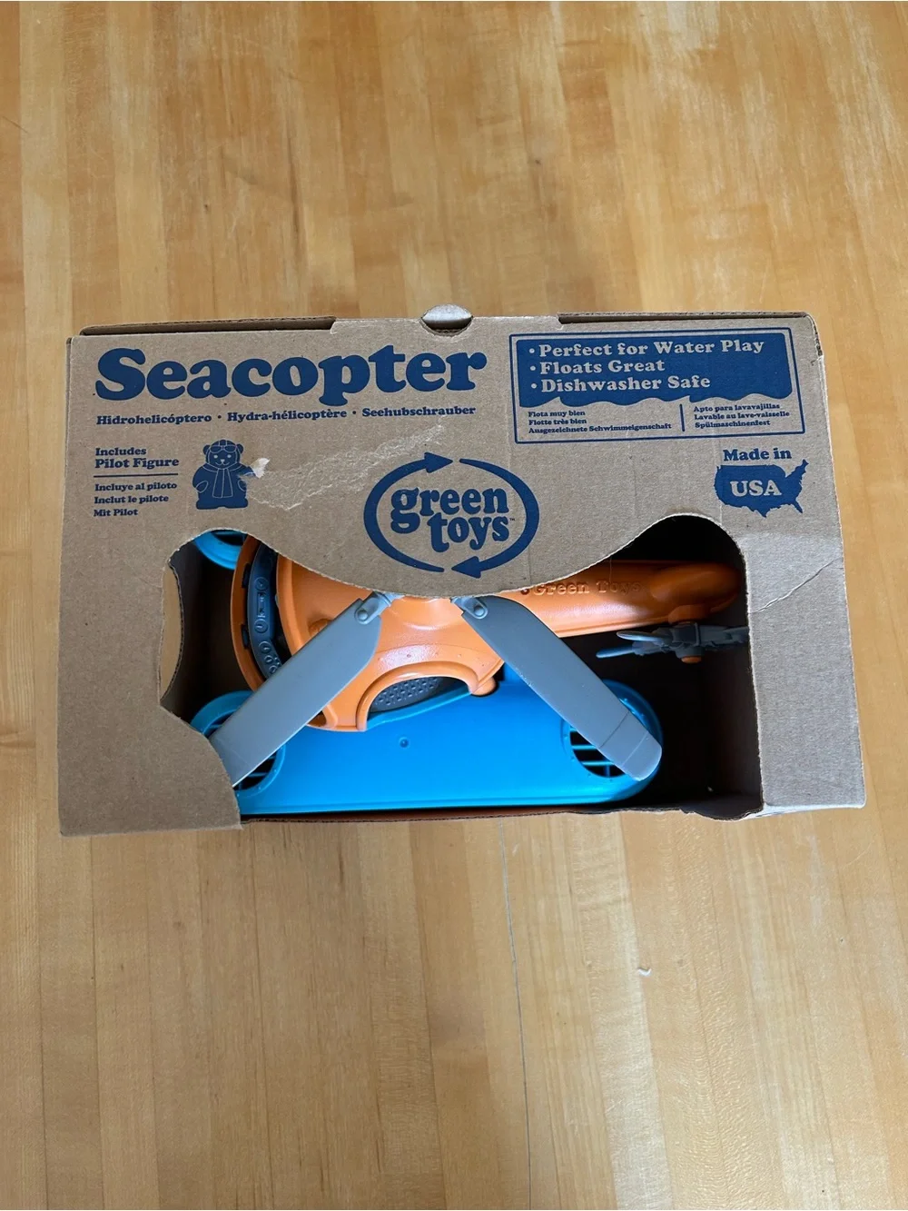 Green Toys Seacopter — Orange & Blue Floatable Helicopter Toy